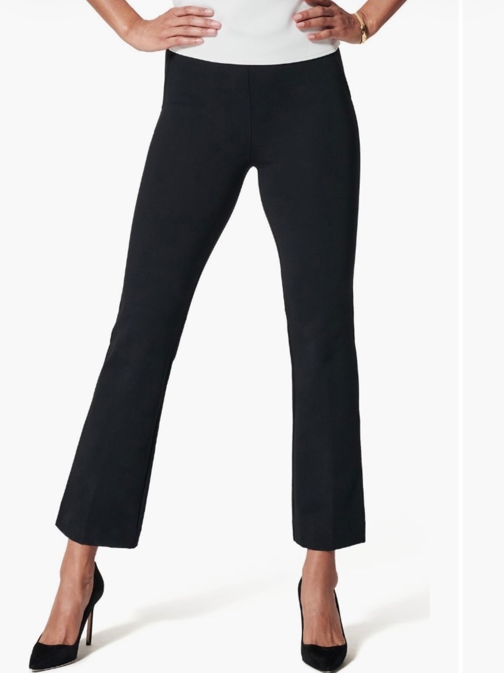 NWT SPANX Perfect Pant Kick Flare Pants Womens L Black Ponte Dress Work Medium